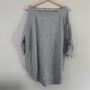Express Light Gray Oversized Tunic Sweater Cold Shoulder Casual Neutral Comfy